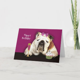 happy birthday, getting older, funny dog, pink bow card