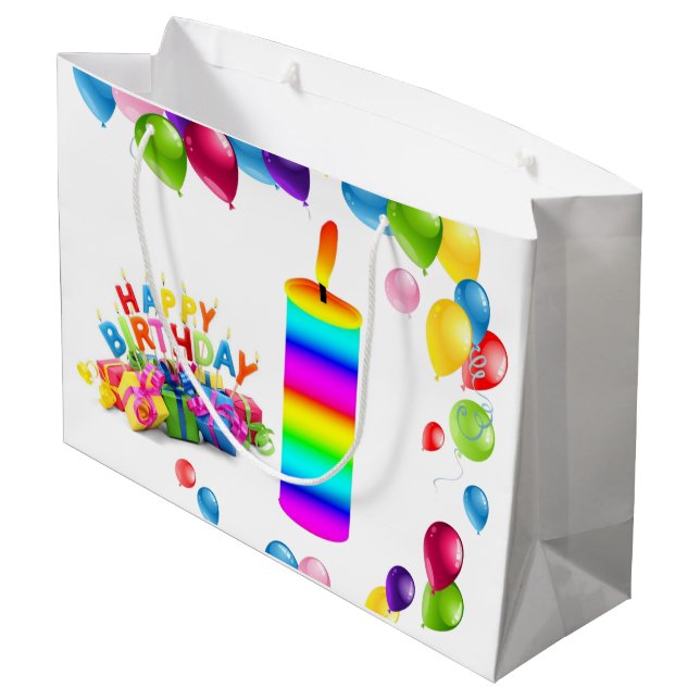 Happy Birthday Gift Bag Candle Balloons (Back Angled)