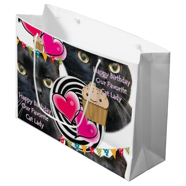 Happy Birthday Gift Bag Cat Lady  (Front Angled)