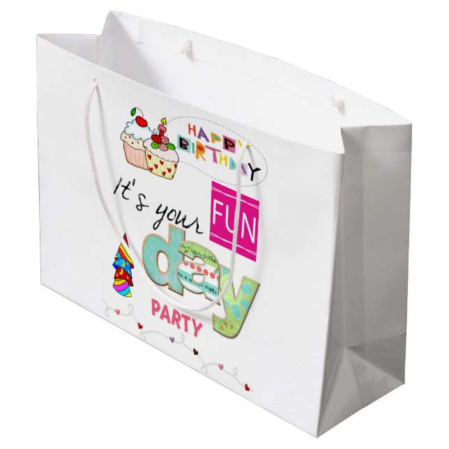 Happy Birthday Gift Bag FUN Cupcake (Back Angled)