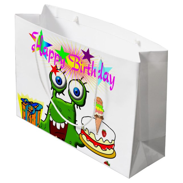 Happy Birthday Gift Bag Monster (Back Angled)