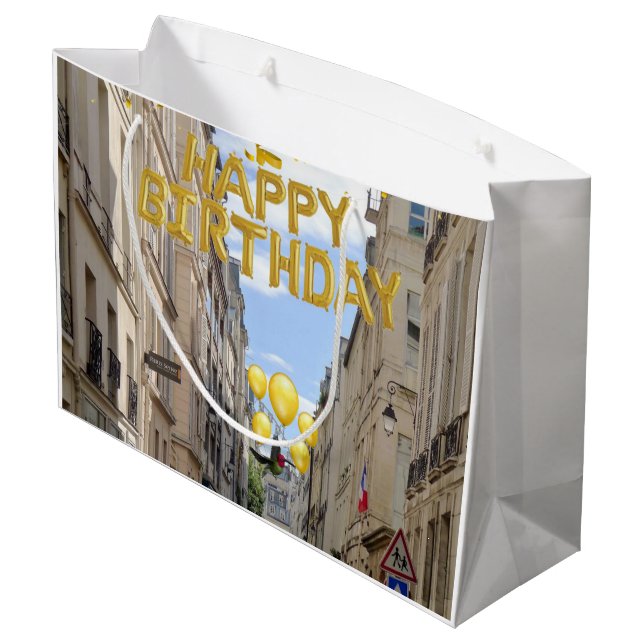 Happy Birthday Gift Bag Paris France (Back Angled)