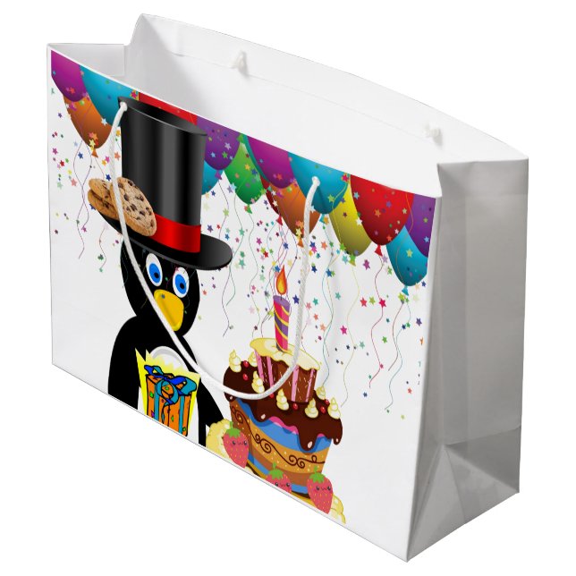 Happy Birthday Gift Bag Penguin (Back Angled)