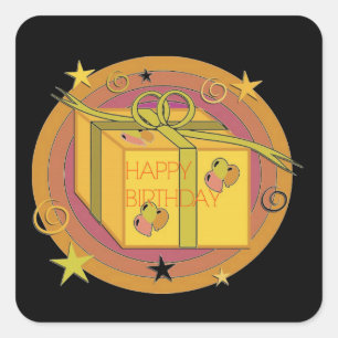 Happy Birthday Gift Box Square Sticker