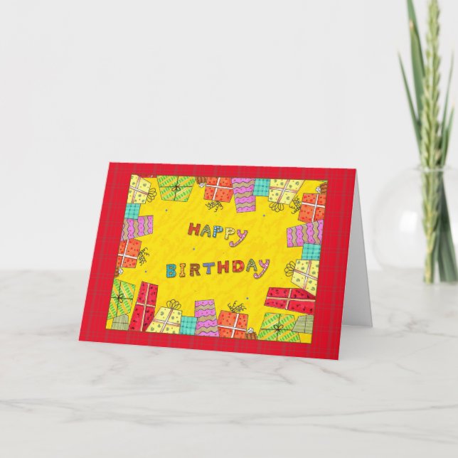 Happy Birthday Gift Boxes - birthday greeting card (Front)