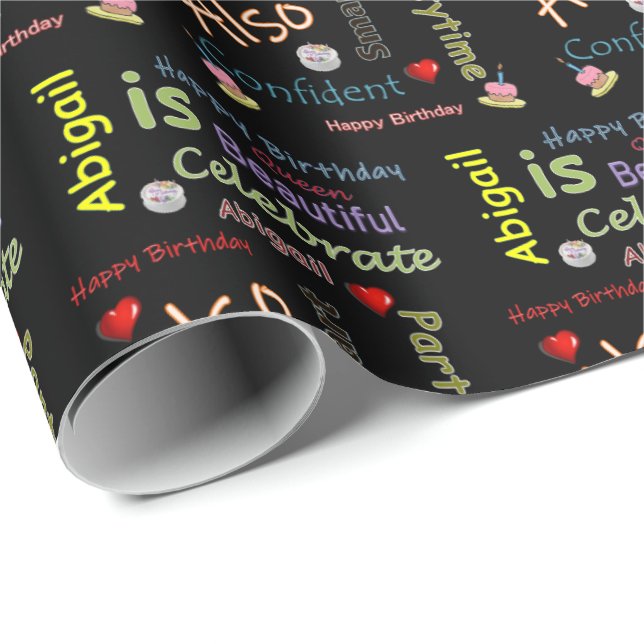 Happy Birthday Gift Wrapping Paper Abigail (Roll Corner)