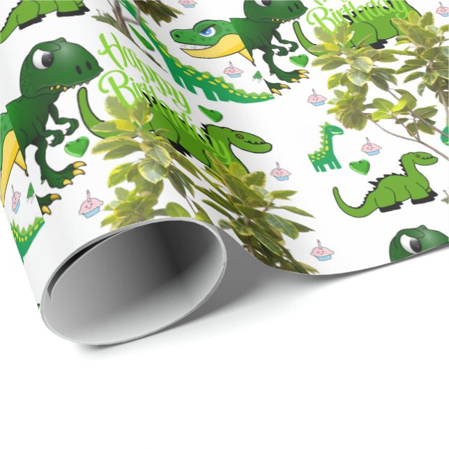 Happy Birthday Gift Wrapping Paper Dinosaur (Roll Corner)