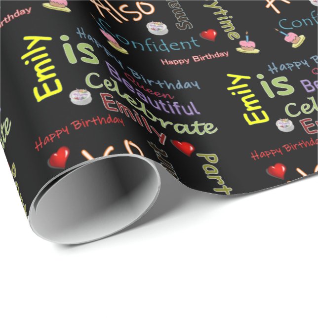 Happy Birthday Gift Wrapping Paper Emily (Roll Corner)