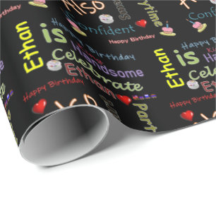 Happy Birthday Gift Wrapping Paper Ethan