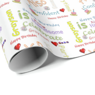 Happy Birthday Gift Wrapping Paper Grayson