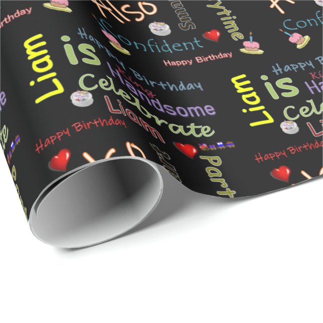 Happy Birthday Gift Wrapping Paper Liam (Roll Corner)