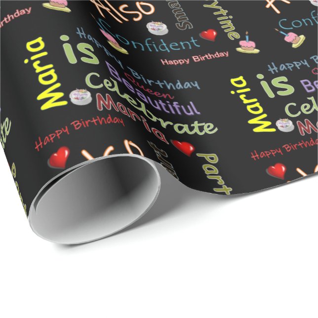 Happy Birthday Gift Wrapping Paper Maria (Roll Corner)