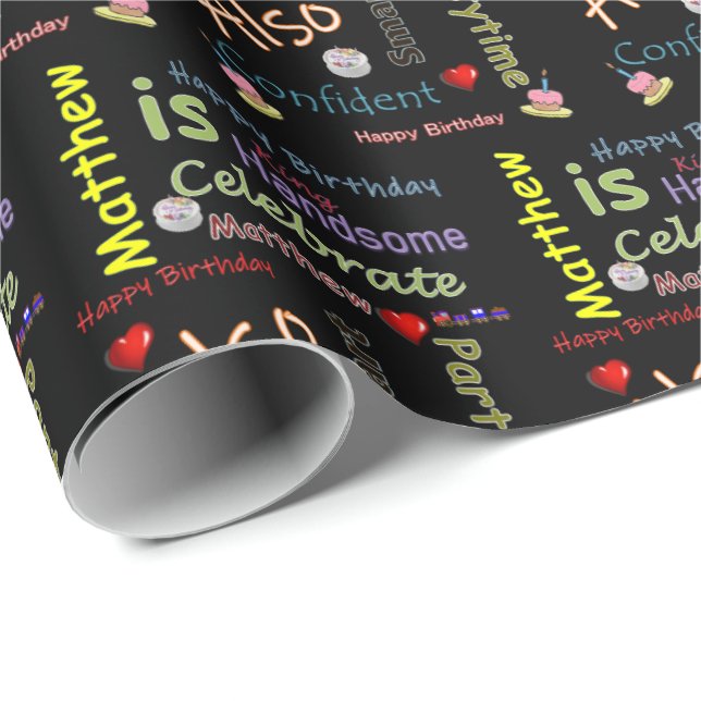 Happy Birthday Gift Wrapping Paper Matthew (Roll Corner)
