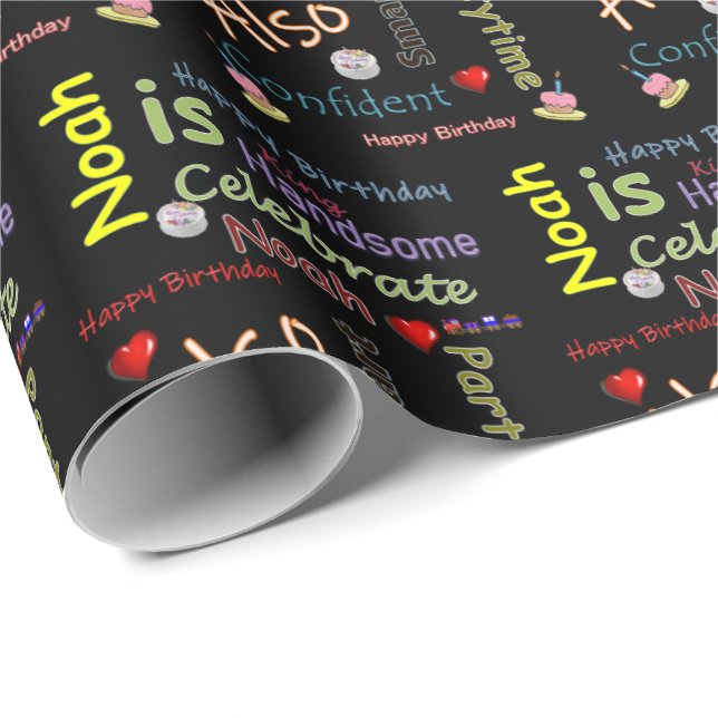 Happy Birthday Gift Wrapping Paper Noah (Roll Corner)