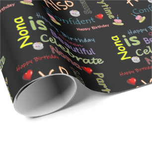 Happy Birthday Gift Wrapping Paper Nona