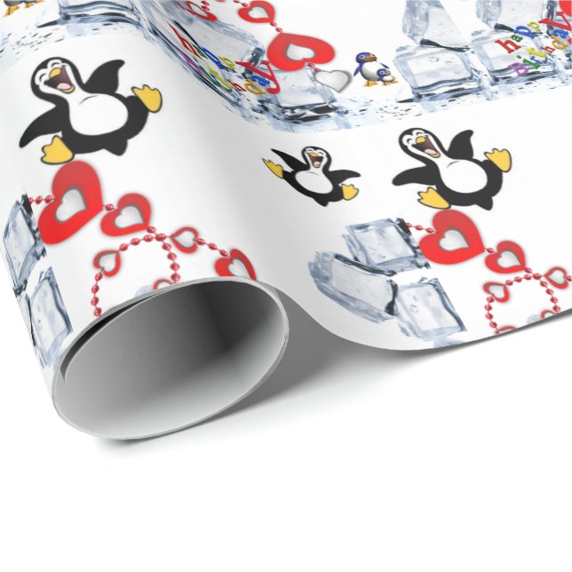 Happy Birthday Gift Wrapping Paper Penguin (Roll Corner)