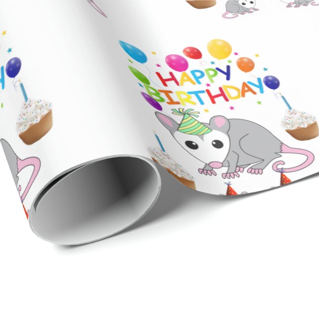 Happy Birthday Gift Wrapping Paper Possum (Roll Corner)