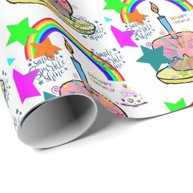 Happy Birthday Gift Wrapping Paper Rainbow (Roll Corner)