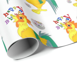 Happy Birthday Gift Wrapping Paper Rooster