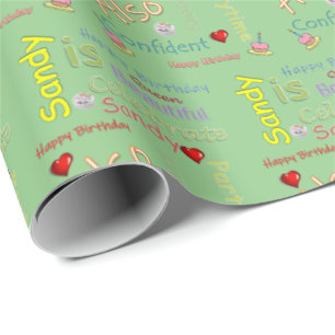 Happy Birthday Gift Wrapping Paper Sandy