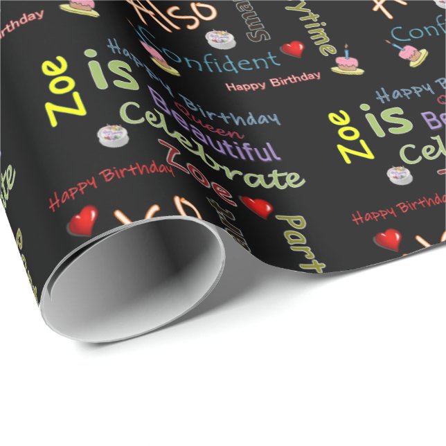 Happy Birthday Gift Wrapping Paper Zoe (Roll Corner)
