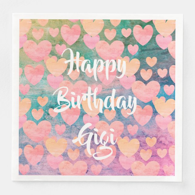 Happy Birthday #Gigi party napkins by DAL (Front)