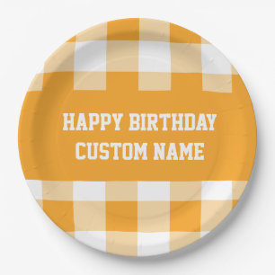 Happy birthday gingham paper plate