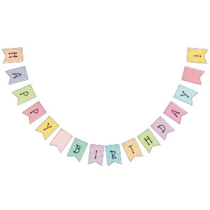 Happy Birthday Gingham Rainbow Bunting Flags