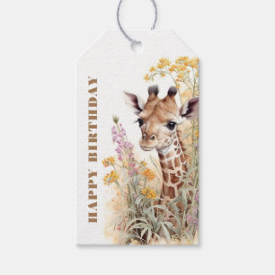 Happy Birthday Giraffe Gift Tags