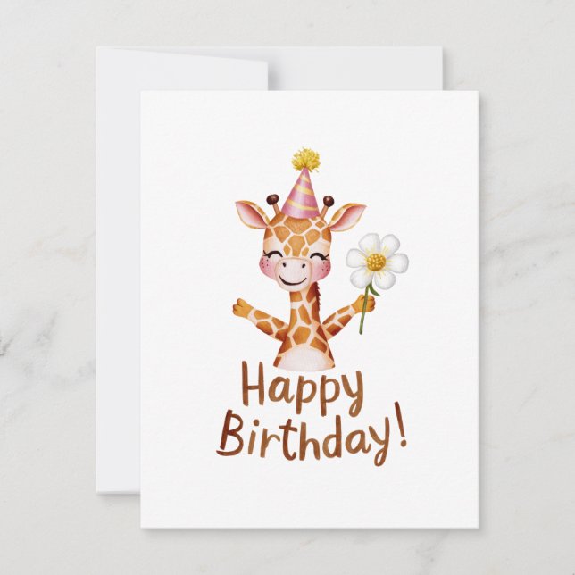 Happy Birthday Giraffe Holiday Card (Front)