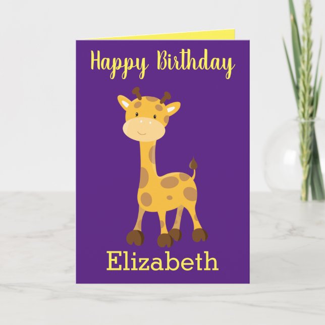 Happy birthday giraffe little girl card (Front)