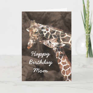 Happy Birthday Giraffe Mum and Baby Customise Card