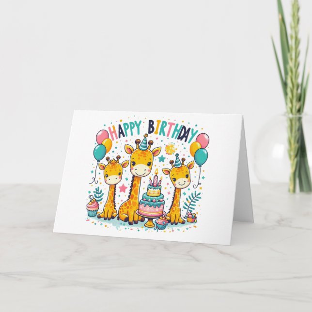 Happy Birthday Giraffes Card (Front)