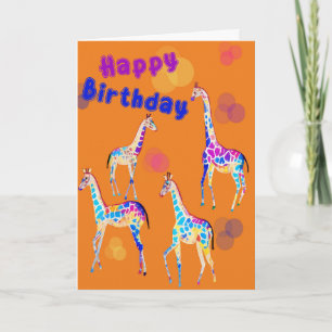 Happy Birthday Giraffes Kids Folded Invitation