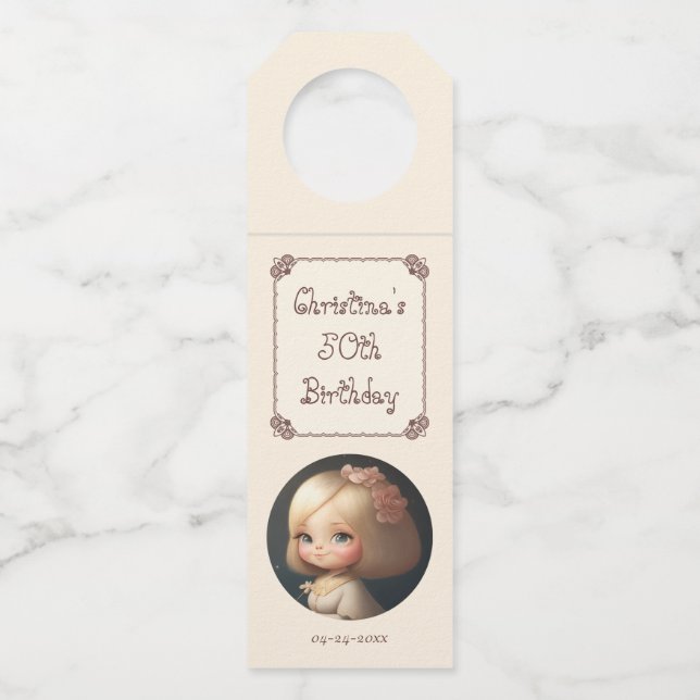 Happy Birthday Girl 01 Bottle Hanger Tag (Front)
