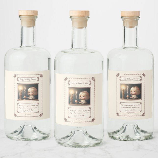 Happy Birthday Girl 01 Liquor Bottle Label (Bottles)