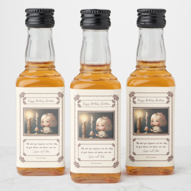 Happy Birthday Girl 01 Liquor Bottle Label (Bottles)