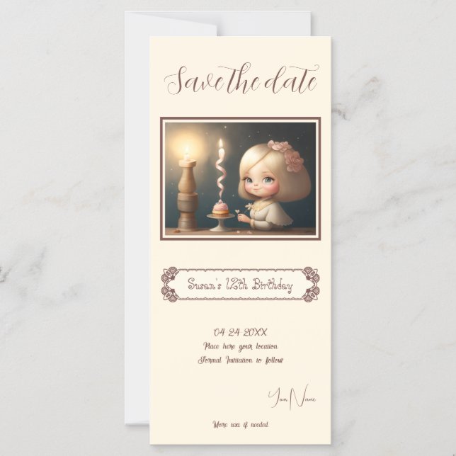 Happy Birthday Girl 01 Magnetic Invitation (Front)