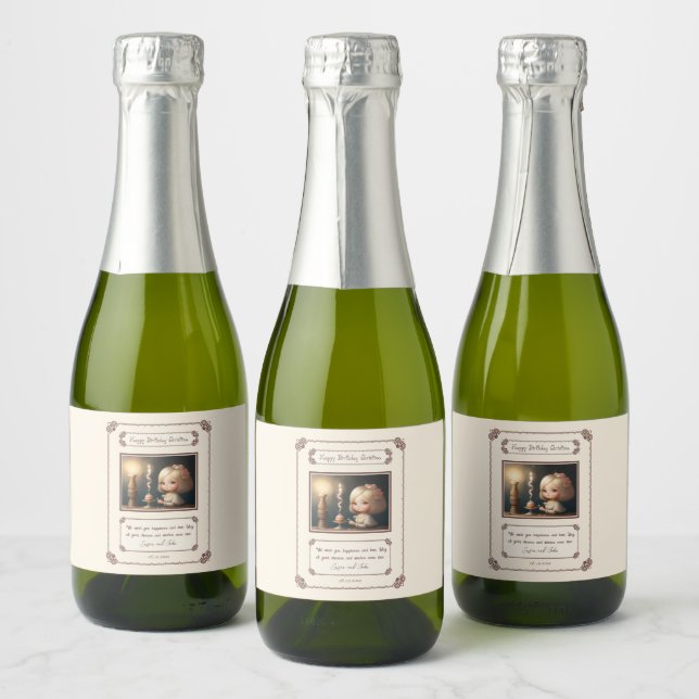 Happy Birthday Girl 01 Sparkling Wine Label (Bottles)