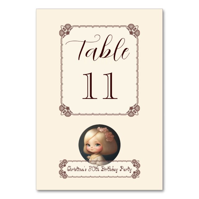 Happy Birthday Girl 01 Table Number (Front)
