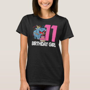 Happy Birthday Girl 11 Women Hippopotamus Party T-Shirt