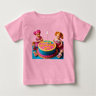 Happy Birthday Girl" Baby Fine Jersey T-Shirt with