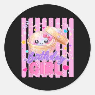 Happy Birthday Girl Kawaii Dumpling Decoration Classic Round Sticker