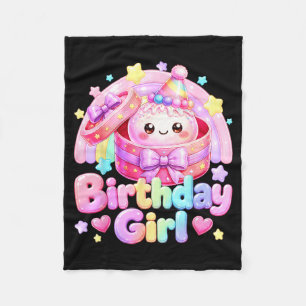Happy Birthday Girl Kawaii Dumpling Rainbow Fleece Blanket