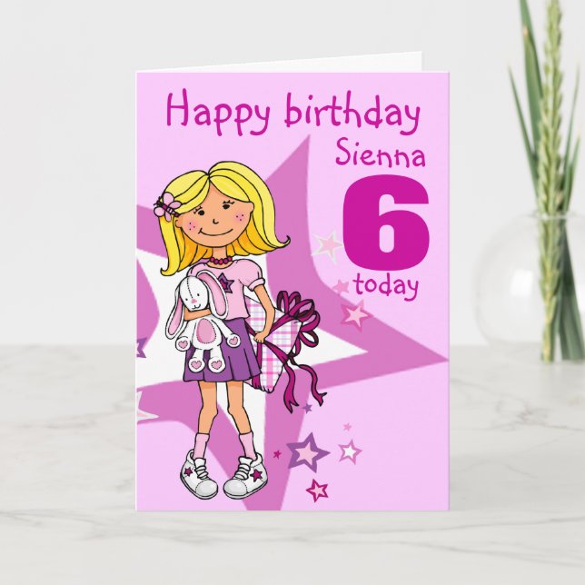 Happy Birthday Girl personalise age card (Front)