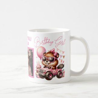 HAPPY BIRTHDAY GIRL PINK BEAVER PERSONALIZED  COFFEE MUG