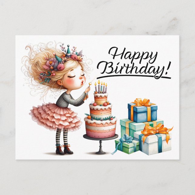Happy Birthday Girl Postcard (Front)