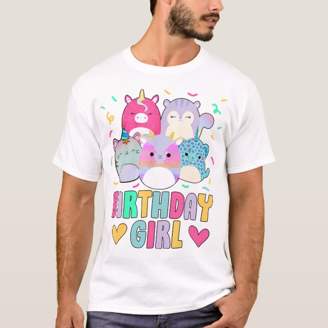 Happy Birthday Girl Squish Squad Mallow Girls Kids T-Shirt (Front)