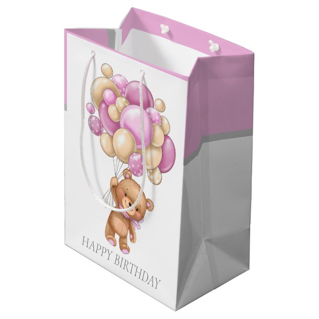 HAPPY BIRTHDAY Girl Teddy  gift bag (Back Angled)
