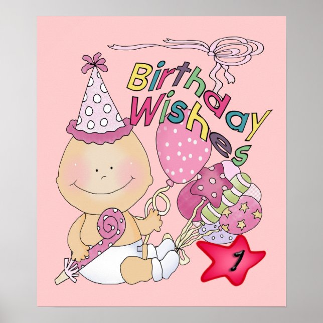 Happy Birthday Girl wishes 1 Year Old Poster (Front)